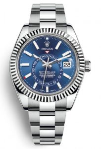 The 39 mm copy Rolex Sky-Dweller 326934 watches have blue dials.