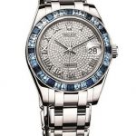 The 18ct white gold fake watches are decorated with diamonds.