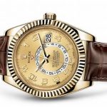 The 18ct gold fake watches have brown alligator leather straps.