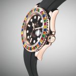The black dials fake watches have black rubber straps.