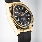 The black dial fake watch has dual time zone display.