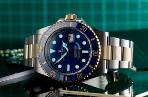 The waterproof fake watch is designed for men.