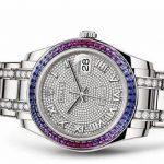 The 39mm replica watch is decorated with sapphires.